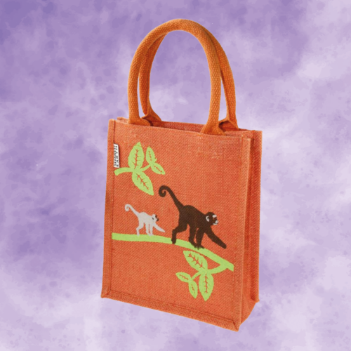 Jute shopping bag - Monkeys - Small