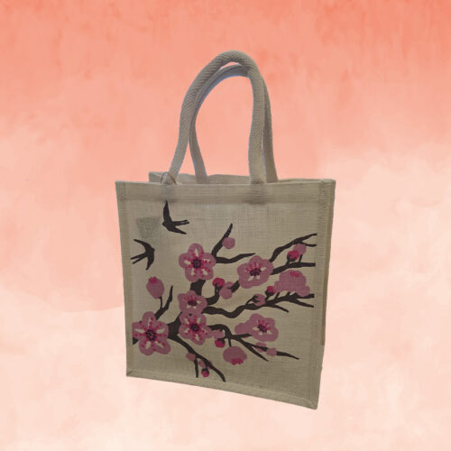 Jute Shopping Bag - Cherry Blossom