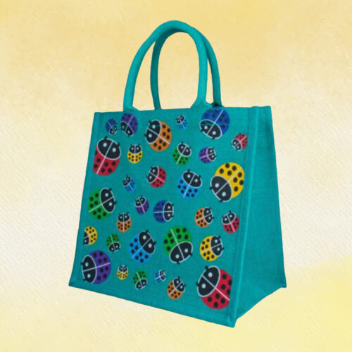 Jute Shopping Bag - Colourful Ladybird