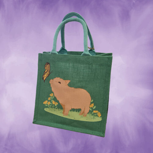 pig jute bag.jpeg Jute Shopping Bag - Pig & Butterfly