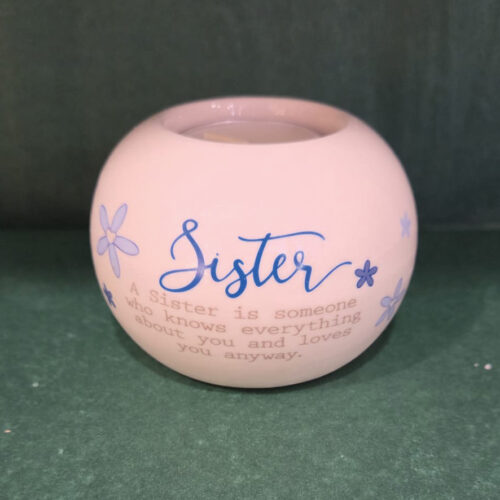sister sentiment candle Ceramic Tealight candle holder - Sister