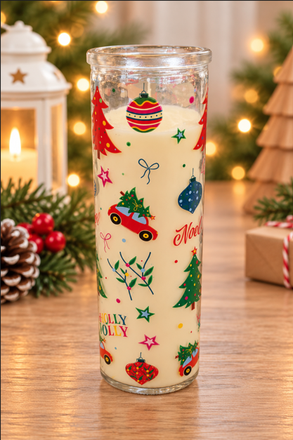 Christmas Glass Candle – Holly Jolly