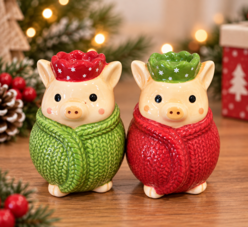 Festive Pig Salt & Pepper Shakers Pigs in Blankets Salt & Pepper Shakers