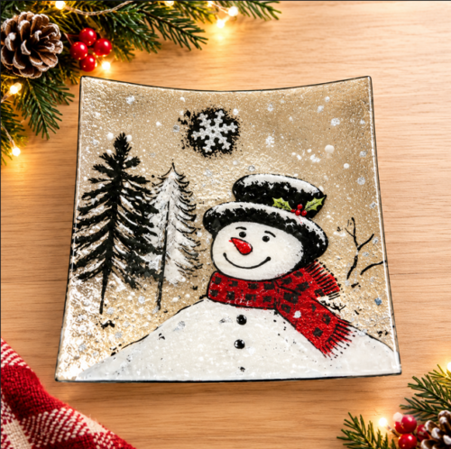 Handcrafted Winter Snowman Glass Art Handcrafted Winter Snowman Glass Art