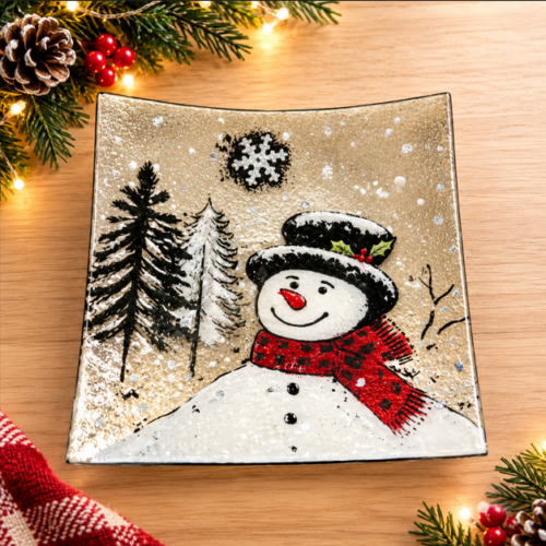 Handcrafted Winter Snowman Glass Art Handcrafted Winter Snowman Glass Art