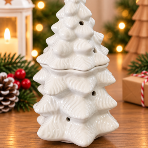White Ceramic Christmas Tree Oil Burner White Ceramic Christmas Tree Oil Burner