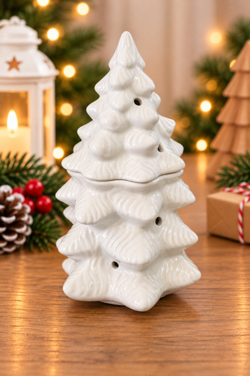 White Ceramic Christmas Tree Oil Burner